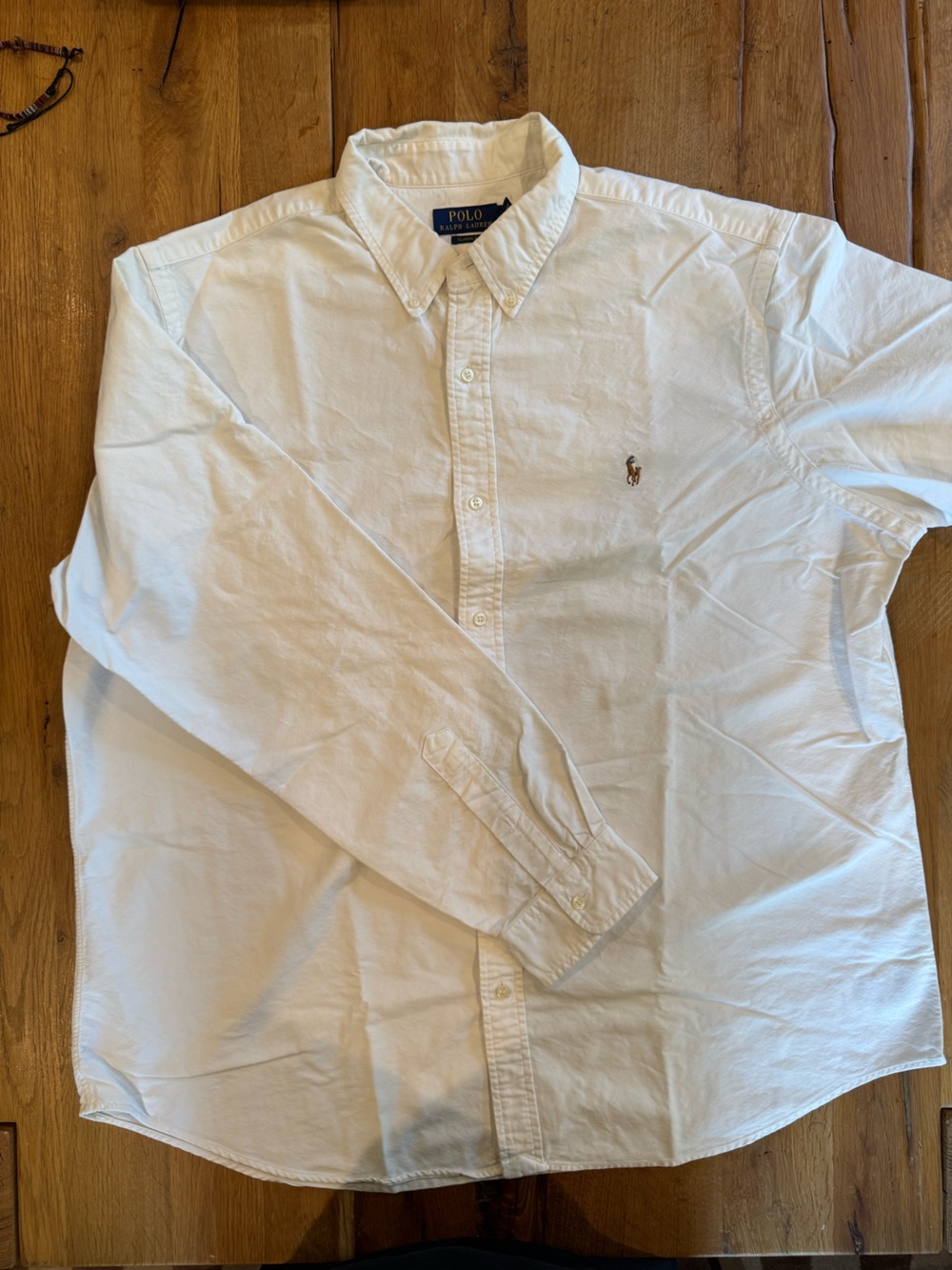Ralph Lauren White Button-Down Dress Shirt with Embroidered Pony